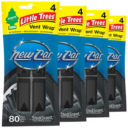 LITTLE TREES Car Air Freshener. Vent Wrap Provides Long-Lasting Scent, Invisibly Fresh. New Car Scent, 16 Air Fresheners