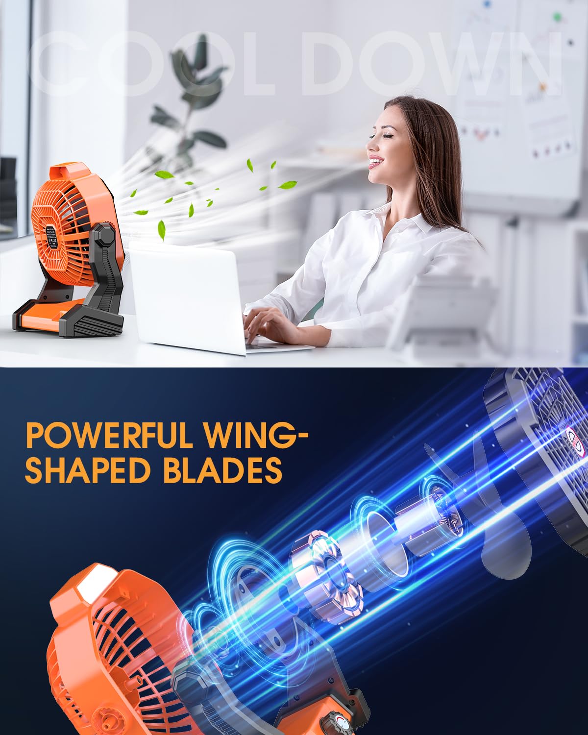 20000mAh Solar Fan, Camping Fan with Solar Panel, 7W 9-Inch Rechargeable Battery Operated Fans for Outside, LED Lantern, Stepless Speed and Quiet Battery Powered Solar Tent Fans for Outdoor, Barbecue