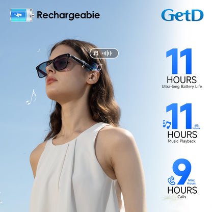 GetD AI Glasses for Men & Women, Smart Glasses Powered by ChatGPT, AI Real-time Translation with 147 Languages, 11H Music Play, Bluetooth Glasses with Photochromic Lens for Daily Use, Travel