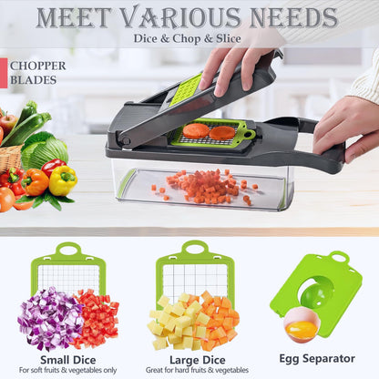 Pro-Series 16-in-1 Vegetable Chopper, Dewpeton Mandoline Slicer, Veggie Chopper, Food Chopper with Container, Vegetable Cutter & Spiralizer for Onion Salad (Home Essential Gadget & Kitchen)