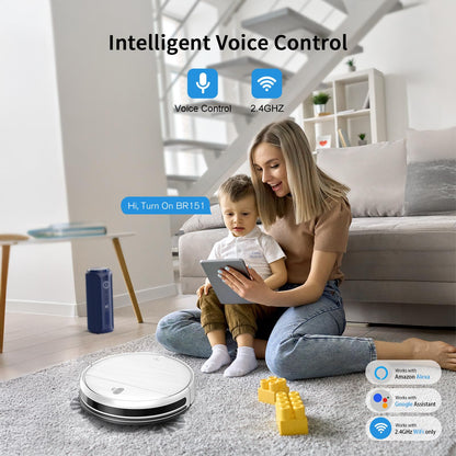 Robot Vacuum and Mop Combo, 2 in 1 Mopping Robot Vacuum Cleaner with Schedule, Wi-Fi/Voice/App, Strong Suction, Easy of Use, Self-Charging Robotic Vacuum, Slim, Ideal for Hard Floor, Pet Hair, Carpet