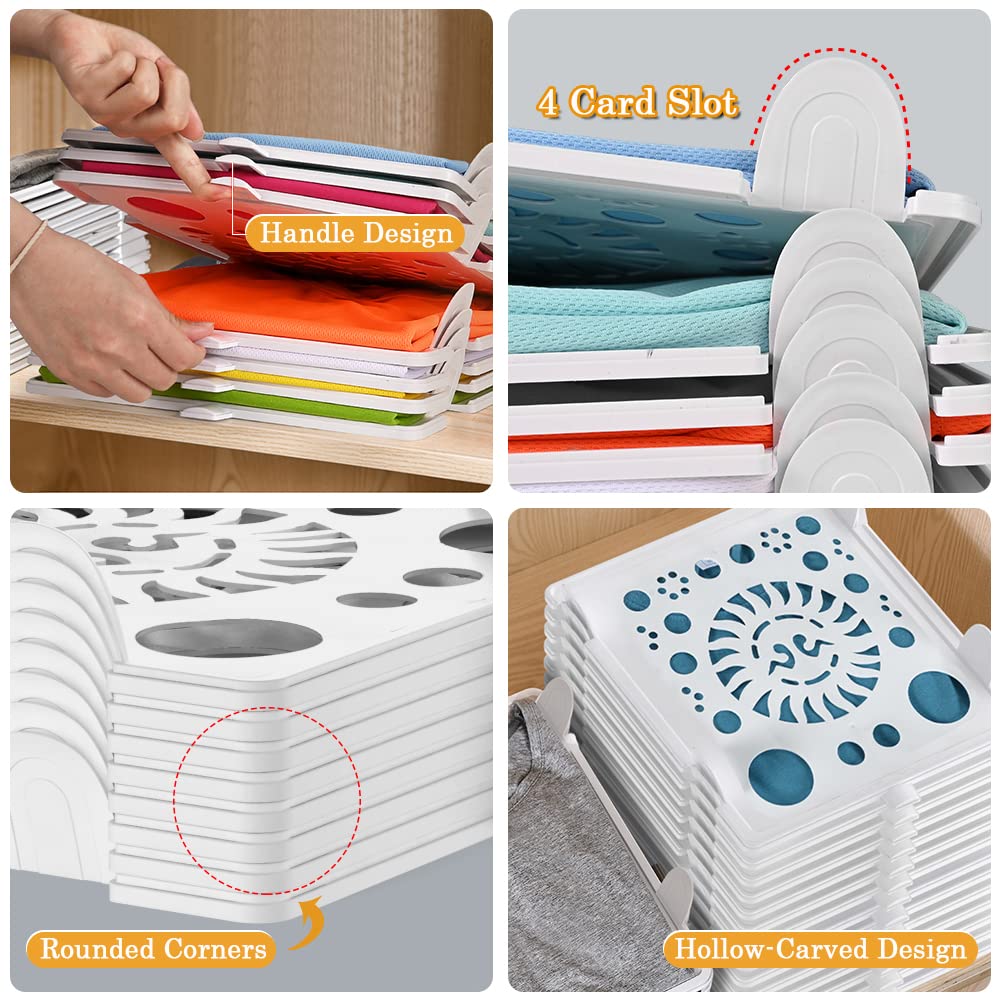 Accenter TShirt Organizer for Clothes Storage, Stackable Closet Organizer with Easy Access, Shirt Folder Board, Sturdy and Durable, Clothes Folder 10-Pack