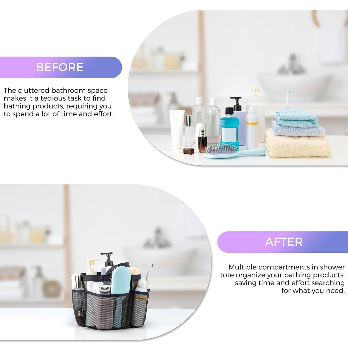 Mesh Shower Caddy Portable for College Dorm Room Essentials with 8-Pocket Large Capacity,Quick Dry Shower Bag for Bathroom, Beach,Gym