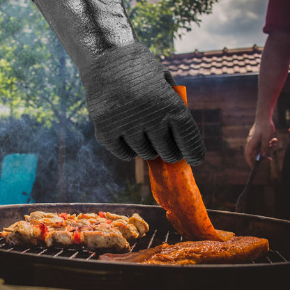 GEEKHOM 18-Inch Heat Resistant Gloves 932°F for BBQ Grilling, Waterproof Long Sleeve Anti-Slip Cooking Gloves – Textured Grip Protection