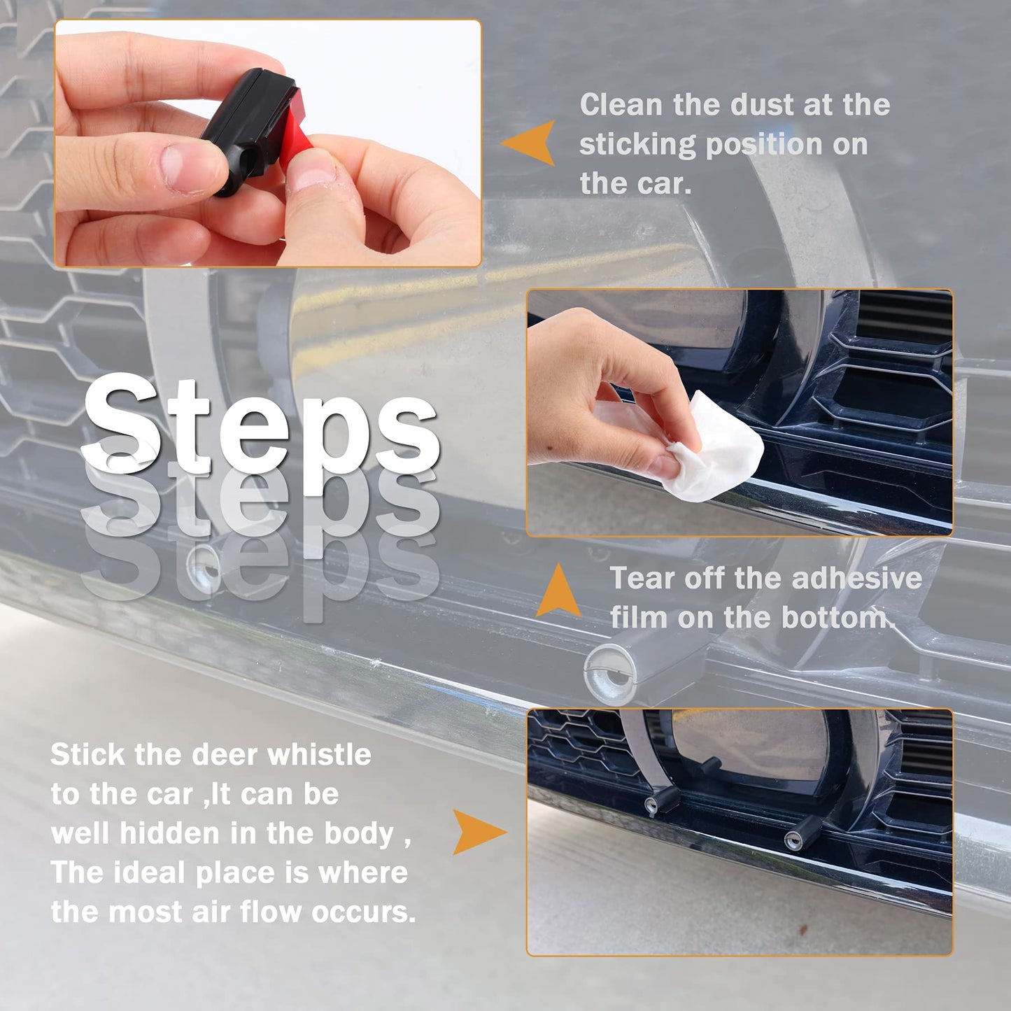 SINGARO 6 Pack Car Deer Whistle Warning for Car Horn Unit, Deer Whistle for Vehicles with Rubber Pads, Car Exterior Accessories, Suitable for Cars, Trucks, Motorcycles