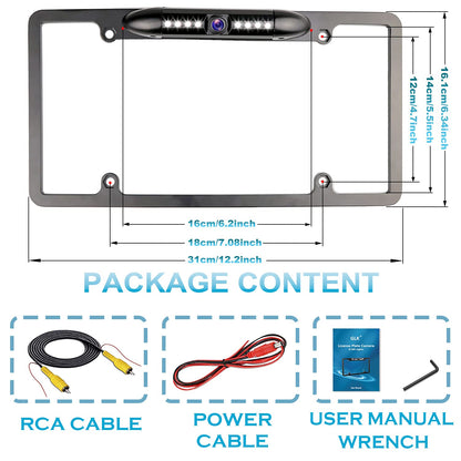 License Plate Backup Camera HD Night Vision Rear View Camera with 8 LEDs 170° Viewing Angle Waterproof Backup Rear Camera for Cars