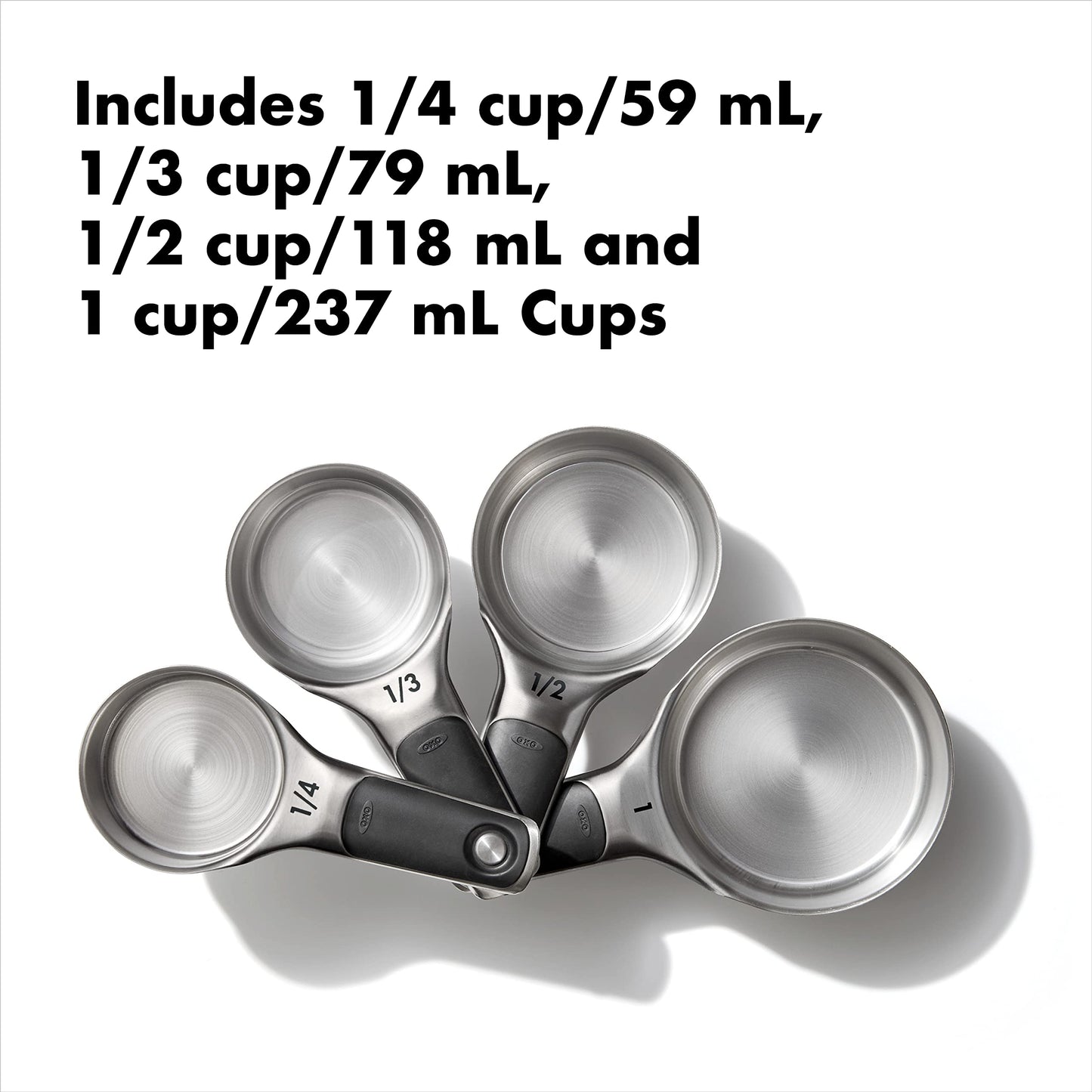 OXO Good Grips Stainless Steel Measuring Cups and Spoons 8-Piece Set, 4 Cups and 4 Spoons
