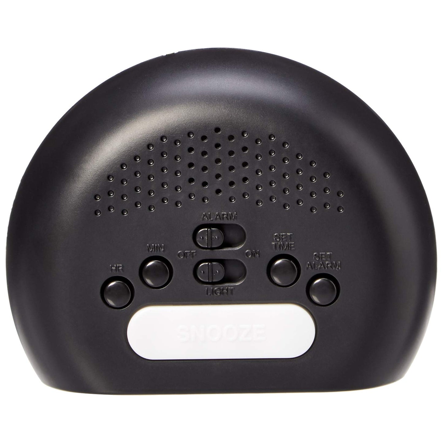 Amazon Basics Small Digital Oval Alarm Clock With LED Display, Nightlight & Battery Backup, Black, 4.5 x 3.5 x 2.4 Inches