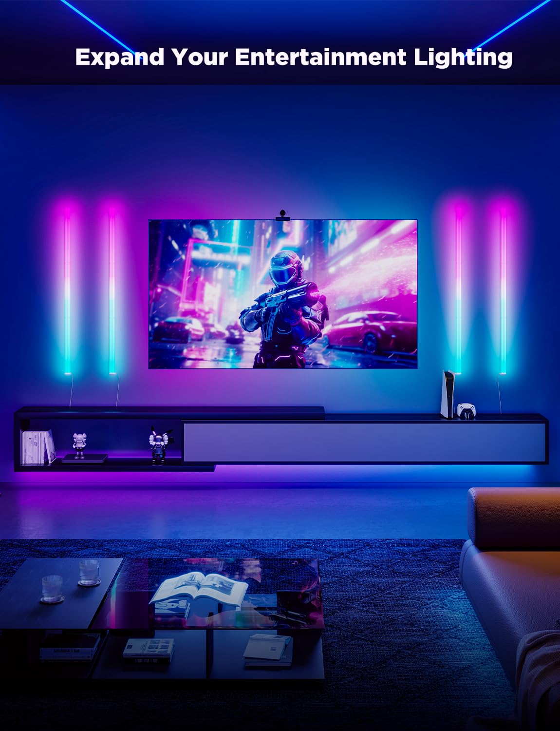 Govee Glide Wall Lights, RGBIC LED Light, Smart Gaming Light Works with Alexa and Google Assistant, RGB Light Bar, LED Wall Lights for Bedroom, 2 Panels Set (3 Sections/Panel)