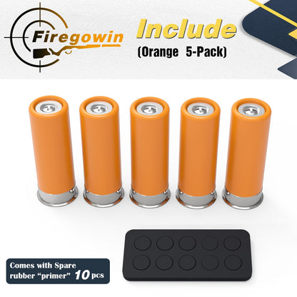 FIREGOWIN Pro 12GA Dummy Rounds – Training Snap Caps, Reusable Dry Fire Training Round with Rubber Primers -Orange Type 5 Pack