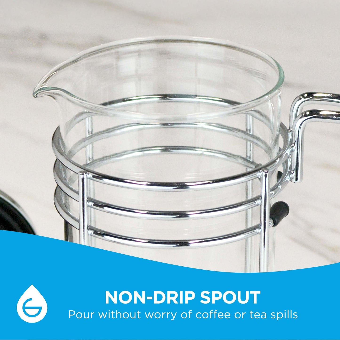 GROSCHE MADRID French Press - Premium Coffee and Tea Maker - 1.0L - 34oz - Borosilicate Glass Beaker - Dual Filter System For Rich Brew - Versatile Brewing | Stainless Steel Filter