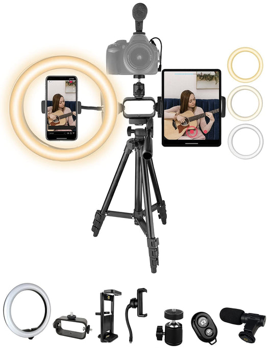Acuvar Vlogging Kit for iPhone, Android, iPad, Tablet Vlogging Kit DSLR, Cameras for Social Media Video Recording Kit, Content Creator Essentials Youtuber Starter Kit for YouTube, Instagram, TikTok