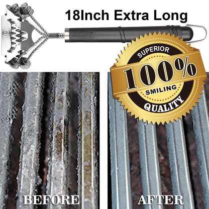 GRILLART Grill Brush for Outdoor Grill Bristle Free - Safe BBQ Grill Cleaner Brush - 18" BBQ Brush for Grill Cleaning Kit -Stainless Grill Cleaning Brush BBQ Grill Accessories Tools- Gifts for Men Dad