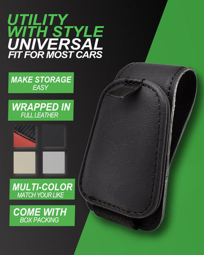 Teoenix Sunglass Holder for Car, 2 Pack Car Sunglass Holder Visor Clip Magnetic Leather Sun Glasses Eyeglass Hanger, Black, Fit for Different Size Eyeglasses