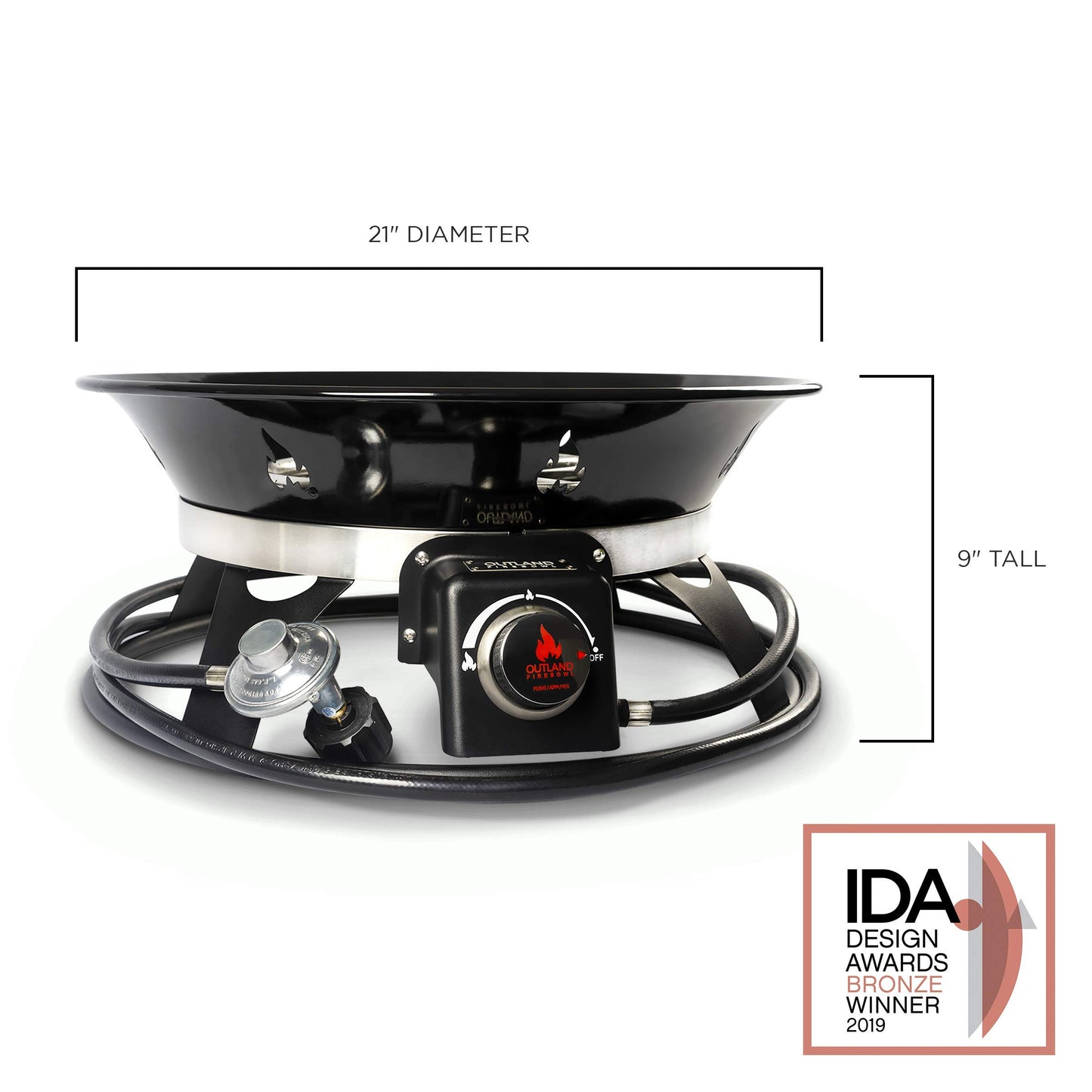 Outland Living Portable Propane Fire Pit, 21-inch, 58,000 BTU with Fire Pit Cover & Carry Kit, Smokeless Gas Firebowl | Perfect for Camping, Patio, Backyard, Tailgating, Deck, RV| Black 863 Cypress