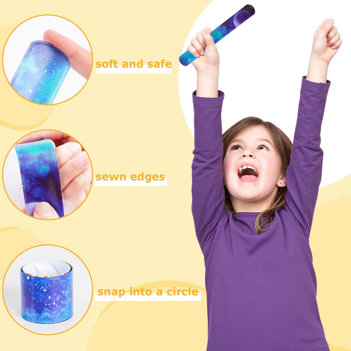 LovesTown Slap Bracelets for Kids, 48 PCS Snap Bracelets Bulk Party Favors Goodie Bag Stuffers Exchanging Gifts Classroom Prizes