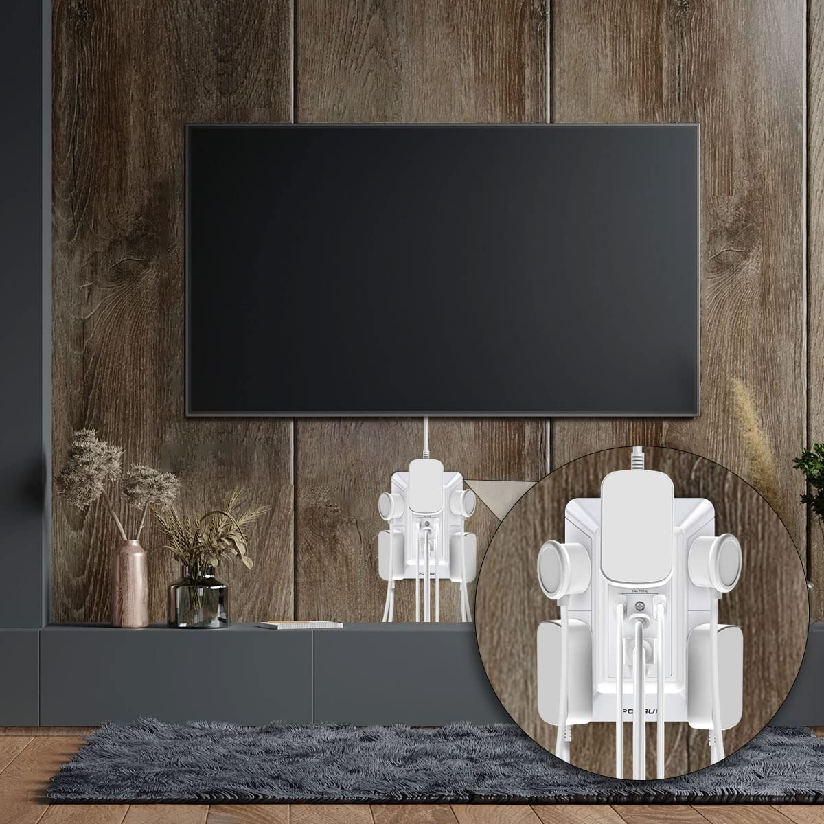 Multi Plug Outlet Surge Protector - POWRUI 6 Outlet Extender with 3 USB Ports (1 USB C) and Night Light, 3-Sided Power Strip with Adapter Spaced Outlets - White, ETL Listed