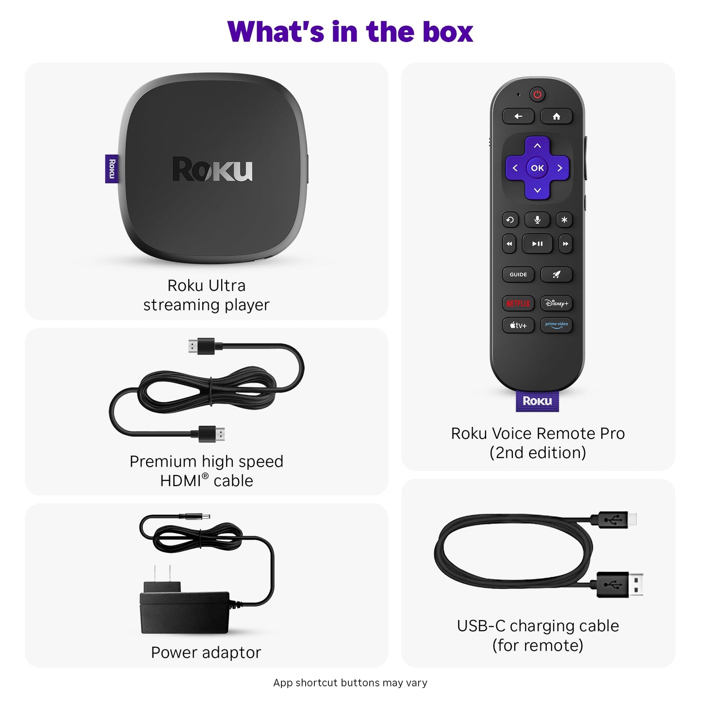 Roku Ultra - Ultimate Streaming Player - 4K Streaming Device for TV with HDR10+, Dolby Vision & Atmos - Bluetooth & Wi-Fi 6- Rechargeable Voice Remote Pro with Backlit Buttons - Free & Live TV