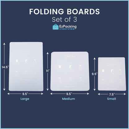 Laundry Folding Boards for Clothing & Garments Set of 3 / For Adults & Kids/Perfect for T-Shirts, Dress Shirts & Sweaters/Folding Helper Tool in Small, Medium & Large/For Travel, Home or Retail