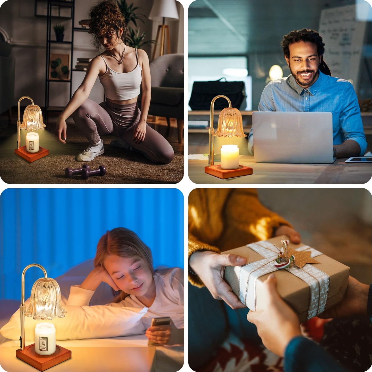 GODONLIF Candle Warmer Lamp with Timer Dimmable, Birthday Gifts for Women Mom, House Warming Gifts New Home Decor, Wax Melt Warmer for Jar Candles with 2 Bulbs