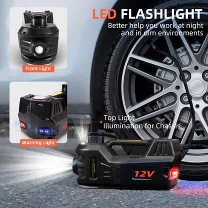 FEANISIFEI Electric Car Jack 5 Ton 12V Floor Jack with Inflator Pump Portable Hydraulic Jack Vehicle Lift for Car SUV Sedan MPV Tire Change with Led Light