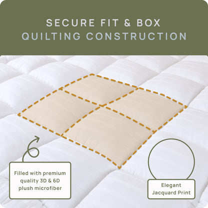 Extra Thick Pillow Top 3 Inch Mattress Topper King Size for Firm Mattress, Cooling Fluffy Cotton Hotel Mattress Bed Topper for Cloud Like Sleep & Back Pain, Plush Soft Pad, Fit to 6”-22” Mattress