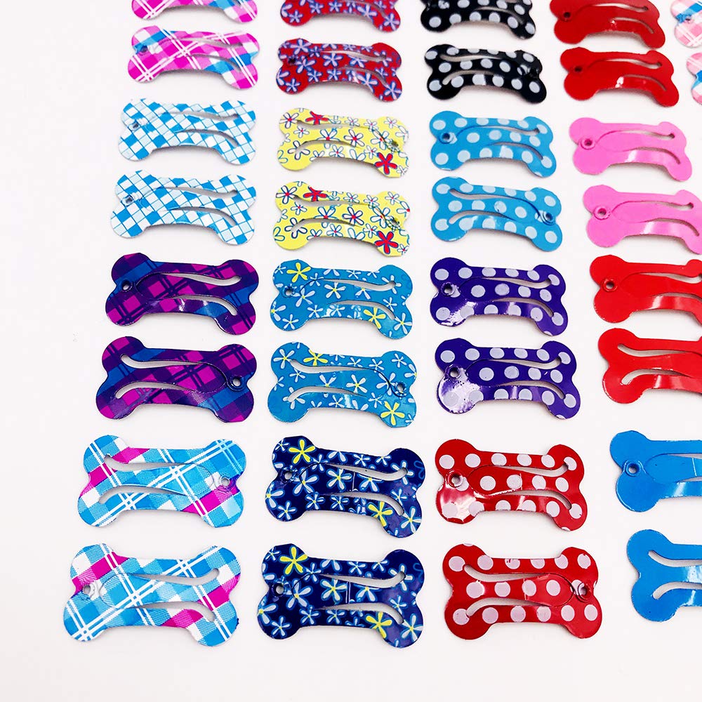 PET SHOW Cute 1" Small Bone Snap Hair Clips Pet Grooming Products Dog Cat Puppy Hair Accessories Random Color Pack of 20