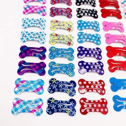PET SHOW Cute 1" Small Bone Snap Hair Clips Pet Grooming Products Dog Cat Puppy Hair Accessories Random Color Pack of 20