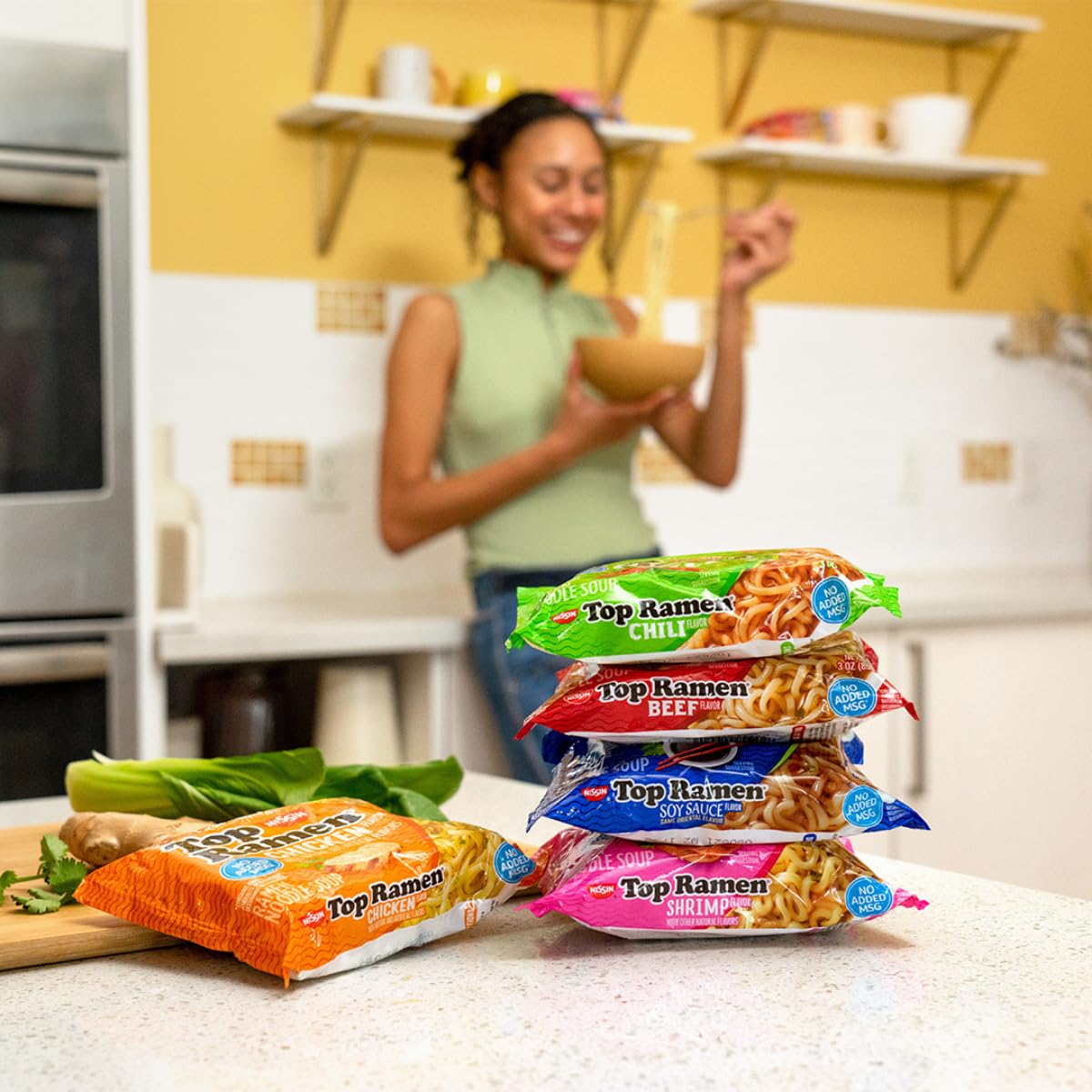 Nissin Top Ramen Noodle Soup, Soy Sauce, 3 Ounce (Pack of 24)