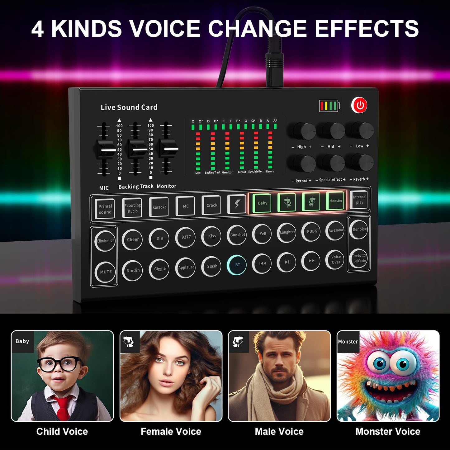 RHM Podcast Equipment Bundle, All-in-One Audio Interface DJ Mixer with Microphone, Stand, Monitor Earphone, Audio Mixer With Sound card for PC/Laptop/Phone, Streaming/Podcasting/Gaming