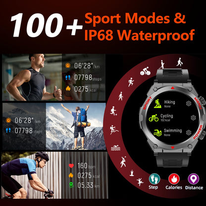 Military Smart Watch for Men With AI Q&A (Answer/Make Call/SMS Reply), 1.52" HD Smartwatch for Android Phones/iPhone, 100+ Sport Mode Fitness Tracker with HR, SpO2, Sleep Monitor, IP68 Waterproof