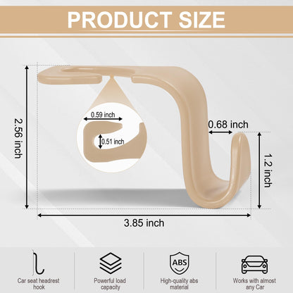 LivTee Car Seat Headrest Hook, Auto Seat Hook Hangers Storage Organizer Interior Accessories for Purse Coats Umbrellas Grocery Bags Handbag, 4-Pack