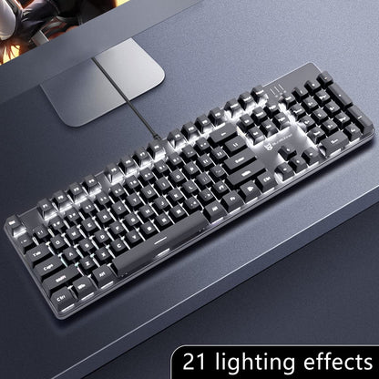 Ice Blue Backlit Mechanical Keyboard with Brown Switches and 104 Keys Layout - Hot Swappable, Wired Gaming Keyboard