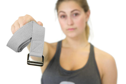 Gradient Fitness Yoga Strap, Friction-Less Easy-Feed Buckle, Yoga Straps for Stretching, Super Soft Cotton/Polyester Blend Webbing, Yoga band, Free eGuide. (8 Feet) Gray