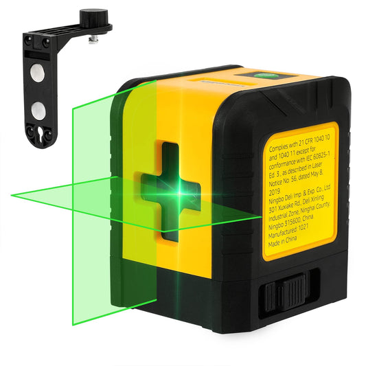 Amazon Basics Horizontal/Vertical and Cross-Line Class II Laser Level, 59 ft / 708 in, Yellow/Black