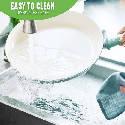 GreenLife Nonstick 8" Frying Pan Skillet, Non-Toxic PFAS-Free Ceramic Nonstick, Dishwasher & Oven Safe, Stay-Cool Handles, Wobble Free, Turquoise