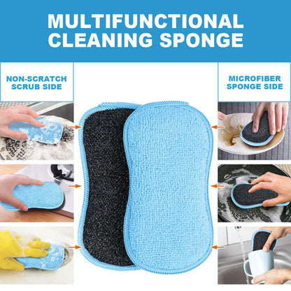 HOMEXCEL 12 Pack Multi-Purpose Scrub Sponges Kitchen, Dish Sponge, Non-Scratch Microfiber Sponge for Efficiently Cleaning Dishes, Pots, and Pans (Blue)