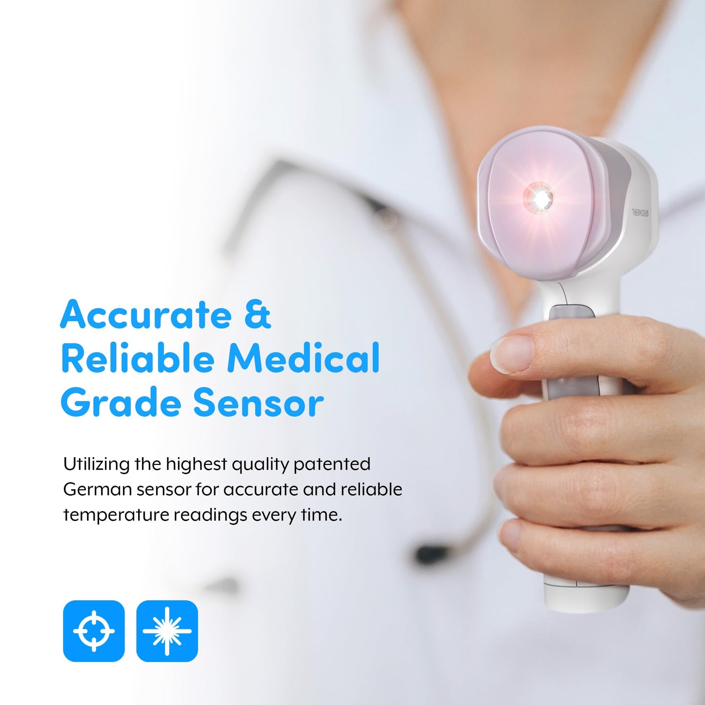 Medical Grade FSA-HSA Eligible Heavy Duty Touchless Infrared Forehead Thermometer, for Adults & Baby Digital Thermometer Gun, 1s Instant Results