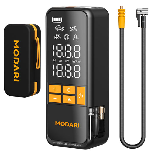 MODARI Tire Inflator Portable Air Compressor, 5X Faster 160 PSI Portable Tire Inflator for Car with Carrying Case, Built-in Magnetic Storage, Auto Shut-Off Cordless Air Pump for Car Tires, SUV, Truck