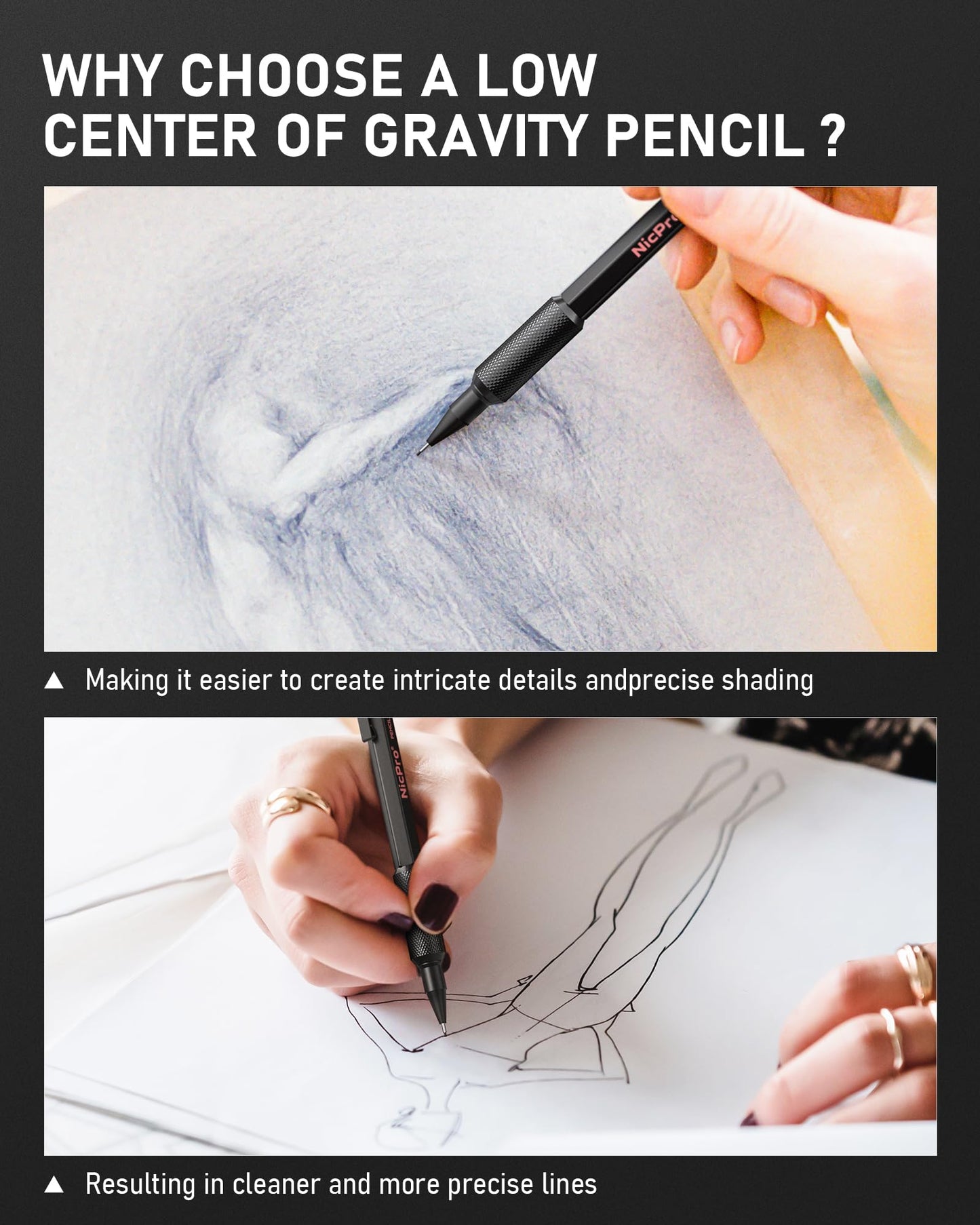 Nicpro 0.9 Metal Mechanical Pencil Set with Case, 3PCS Hevey Duty MP2000 Lead Pencil With 6 Tube HB Lead Refills 0.9mm, Erasers, Weatherproof Barrel for Outdoor Writing Drafting Drawing Sketching