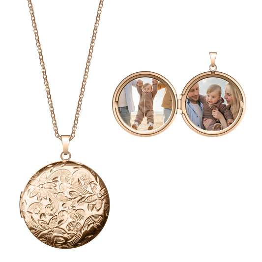 Mighty Dainty Locket Necklace for Women Girls, 18” Jewelry Chain, Picture Photo Inside, Cadenas para mujer, Personalized Custom Name Gold Locket, Customized Couples Locket, Silver, Rose Gold, Gold