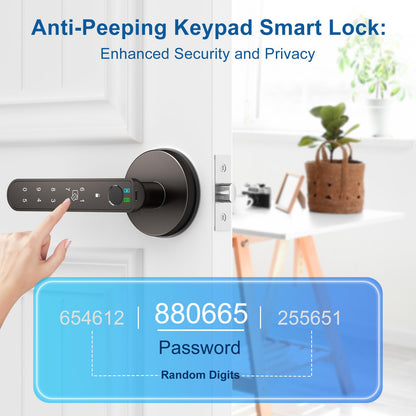 Gavdhe Fingerprint Door Lock Smart Fingerprint Door Knob with Keyless Entry Biometric Door Lock with Keypad App Control Easy Installation for Home Bedroom Office(Starry Grey)