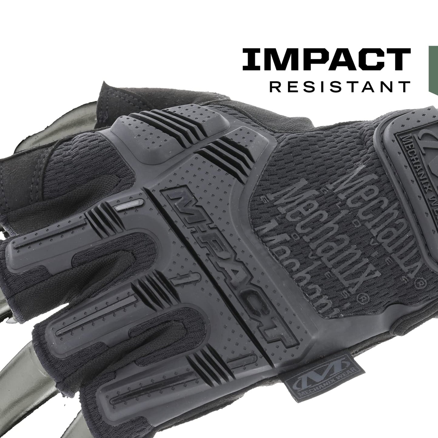 Mechanix Wear M-Pact Fingerless Tactical Impact Resistant Gloves - Impact Protection & Vibration Absorption - Heavy Duty - Machine Washable - Large - Covert Black