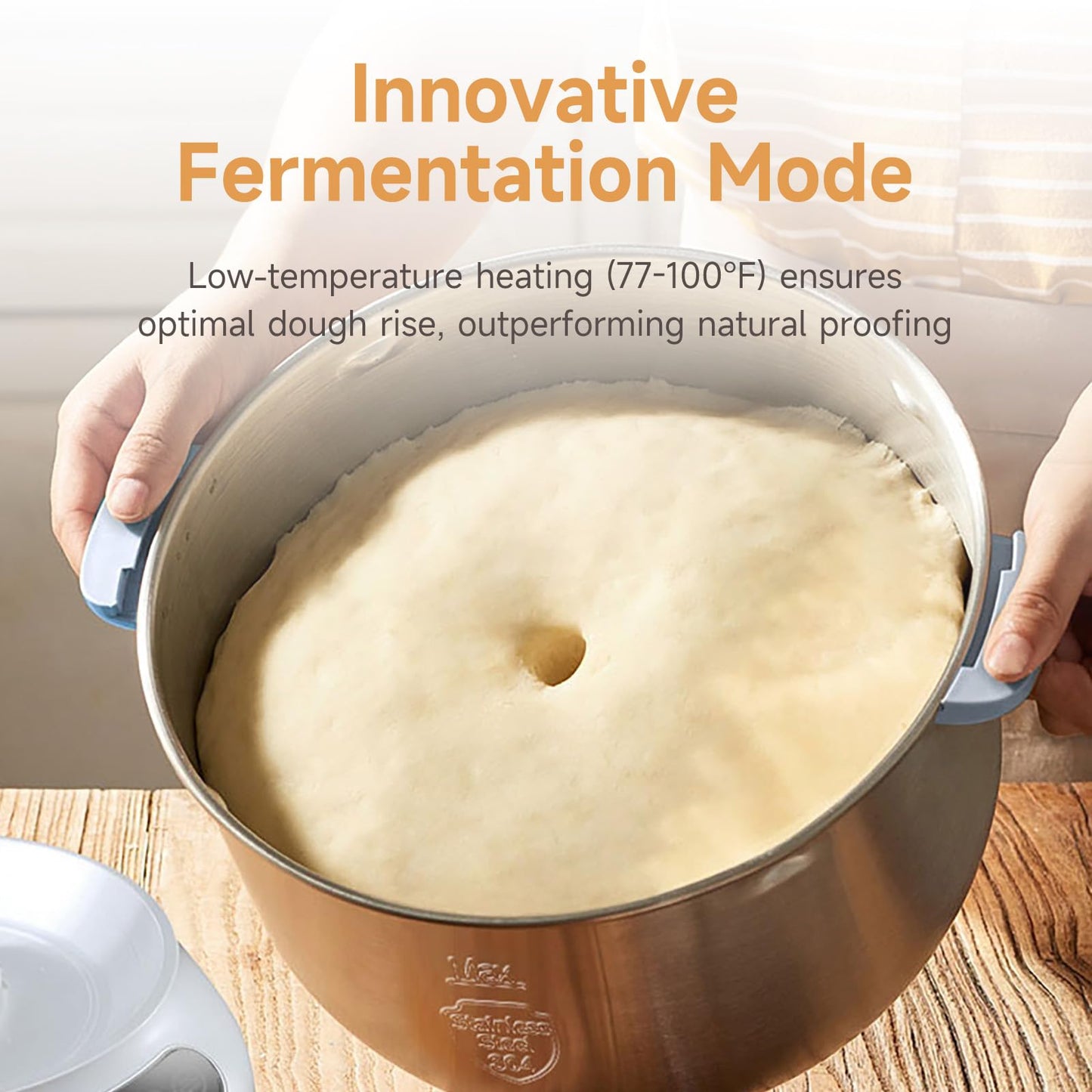 Joydeem Electric Dough Maker with Ferment Function, Microcomputer Timing, Face-up Touch Panel, 6.6Qt, 304 Stainless Steel, JD-HMJ7L