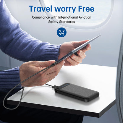 Power Bank 10000mAh Portable Charger Slim External Battery Pack with 2 USB 2.4A Outputs and USB C In/Out Compatible with Huawei iPhone 16 15 14 13 12 iPad Samsung Galaxy S20 Android Tablet (Black)