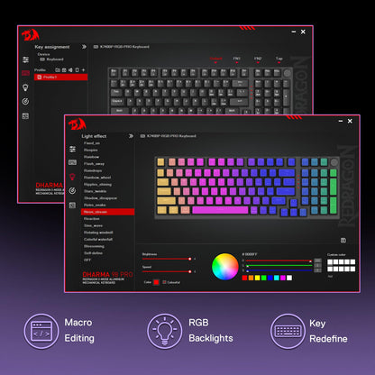 Redragon K740 PRO 98 Keys Wireless RGB Gaming Keyboard, 3-Mode PBT Mechanical Keyboard w/Solid Aluminum Base, Dedicated Knob Control & Hot-Swap Socket, Custom Linear Switch