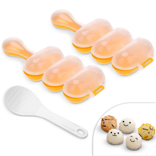 Rice Ball Mold Set (2 Pack) – Easy Rice Ball Maker, Sushi & Onigiri Maker with Paddle Spoon for Temari Sushi, Yaki-Onigiri, Omusubi – Fun Smiley Shape for Bento & Creative Meal Presentation