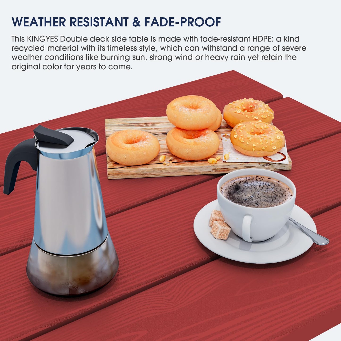 KINGYES Double Side Table, Adirondack End Table- Red