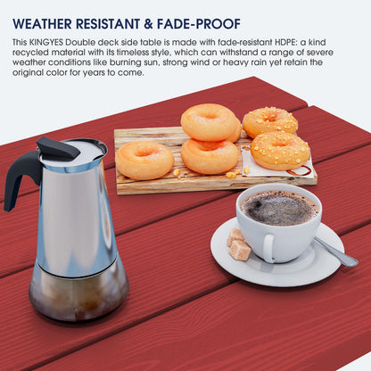 KINGYES Double Side Table, Adirondack End Table- Red