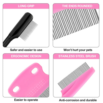 5 Pieces Dog Eye Combs Tear Stain Remover Combs Pet Grooming Comb for Small Dogs Gently Removing Eye Mucus and Crust (Pink, Black)